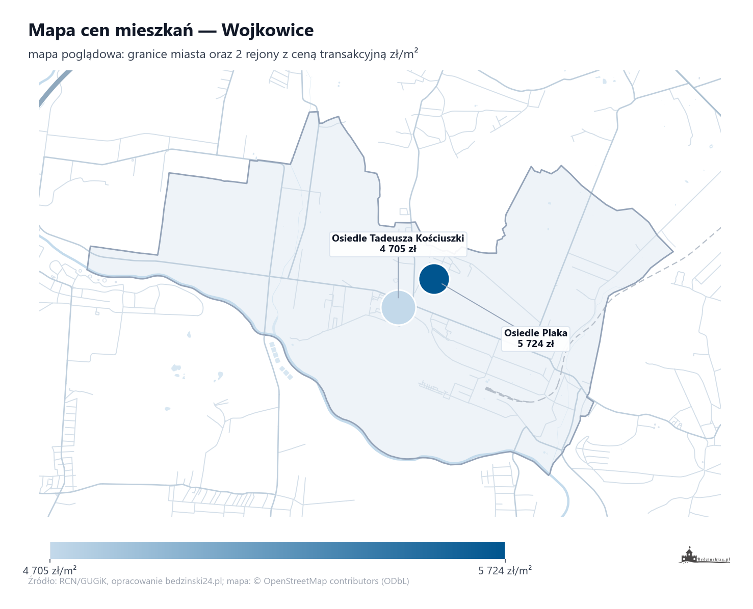 Mapa cen mieszkań - Wojkowice