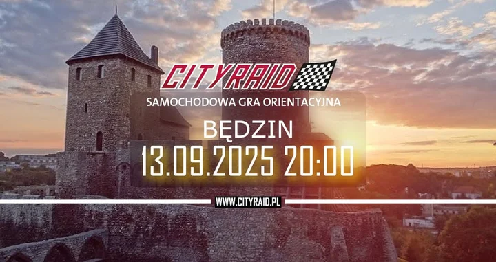 Obrazek przedstawia grafikę promocyjną wydarzenia Samochodowa gra orientacyjna CITYRAID w Będzinie