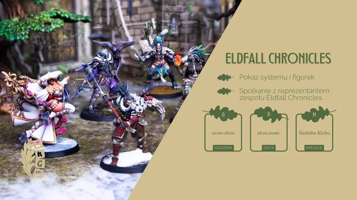 Grafika promocyjna wydarzenia Eldfall Chronicles w ZKGW — figurkowe RPG w Będzinie
