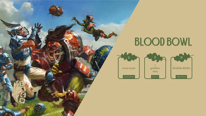Grafika promocyjna wydarzenia Nauka gry w Blood Bowl — spotkanie dla początkujących