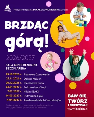 Grafika promocyjna wydarzenia Brzdąc Górą! Wielkie przygody dla najmłodszych