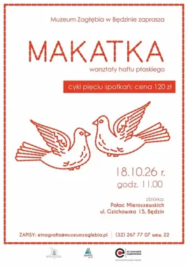 Grafika promocyjna wydarzenia Makatka – warsztaty haftu płaskiego