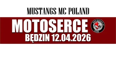Grafika promocyjna wydarzenia Motoserce Będzin 2026 — lokalna akcja na Targowisku Miejskim