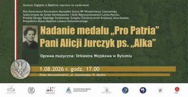 Grafika promocyjna wydarzenia Nadanie medalu „Pro Patria” – uroczystość w Będzinie