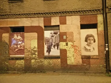 Grafika promocyjna wydarzenia Śladami Rutki Laskier w Będzinie – historyczny spacer w 98. rocznicę urodzin