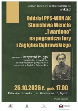 Grafika promocyjna wydarzenia Wykład o oddziale PPS-WRN AK w Będzinie