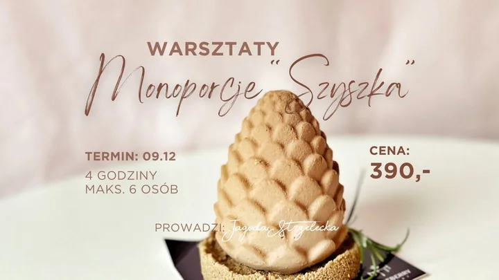 Grafika promocyjna wydarzenia Warsztaty Monoporcje „Szyszka” w Blueberry Cakery