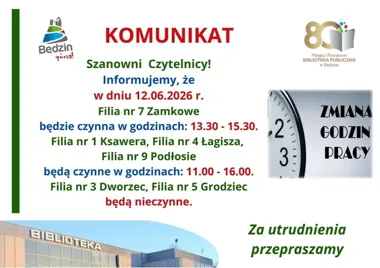 Biblioteczny piątek w Będzinie. Kilka filii zmienia godziny, dwie robią przerwę