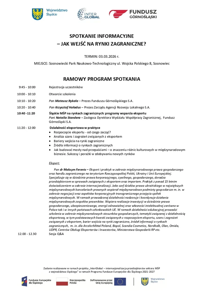 Eksport bliżej firm – spotkanie dla MŚP organizowane przez Fundusz Górnośląski