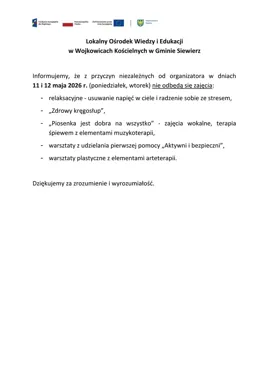 W Siewierzu odwołano część zajęć. Lista jest dłuższa, niż można było przypuszczać